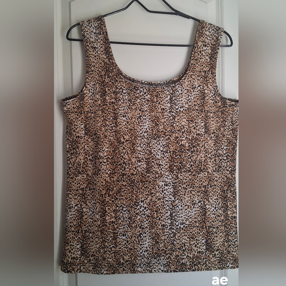 Isabel Leopard Print Sleeveless Top Sz XL Boho Western Coastal Formal‎ Party